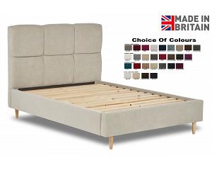 5ft King Size Ripon fabric upholstered bed frame,Squares shaped head end.